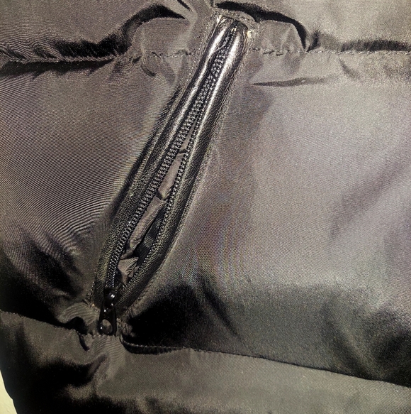 Coach Men’s Down Puffer Jacket Leather Yoke Black Size M 80/20 Down - Picture 6 of 11